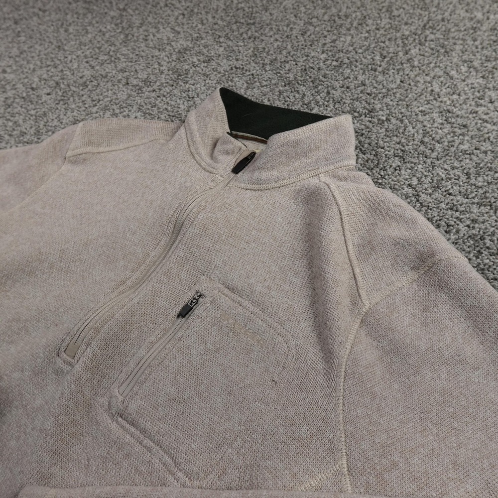 Woolrich Sweater Mens XL Beige Tan 1/4 Zip Fleece Pullover Hiking Outdoor Knit